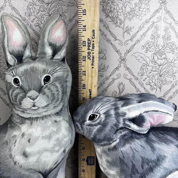 Vintage Rabbit Bunny Conejo Plush Pillows Set of 2 Cottagecore Decor - Picture 2 of 13